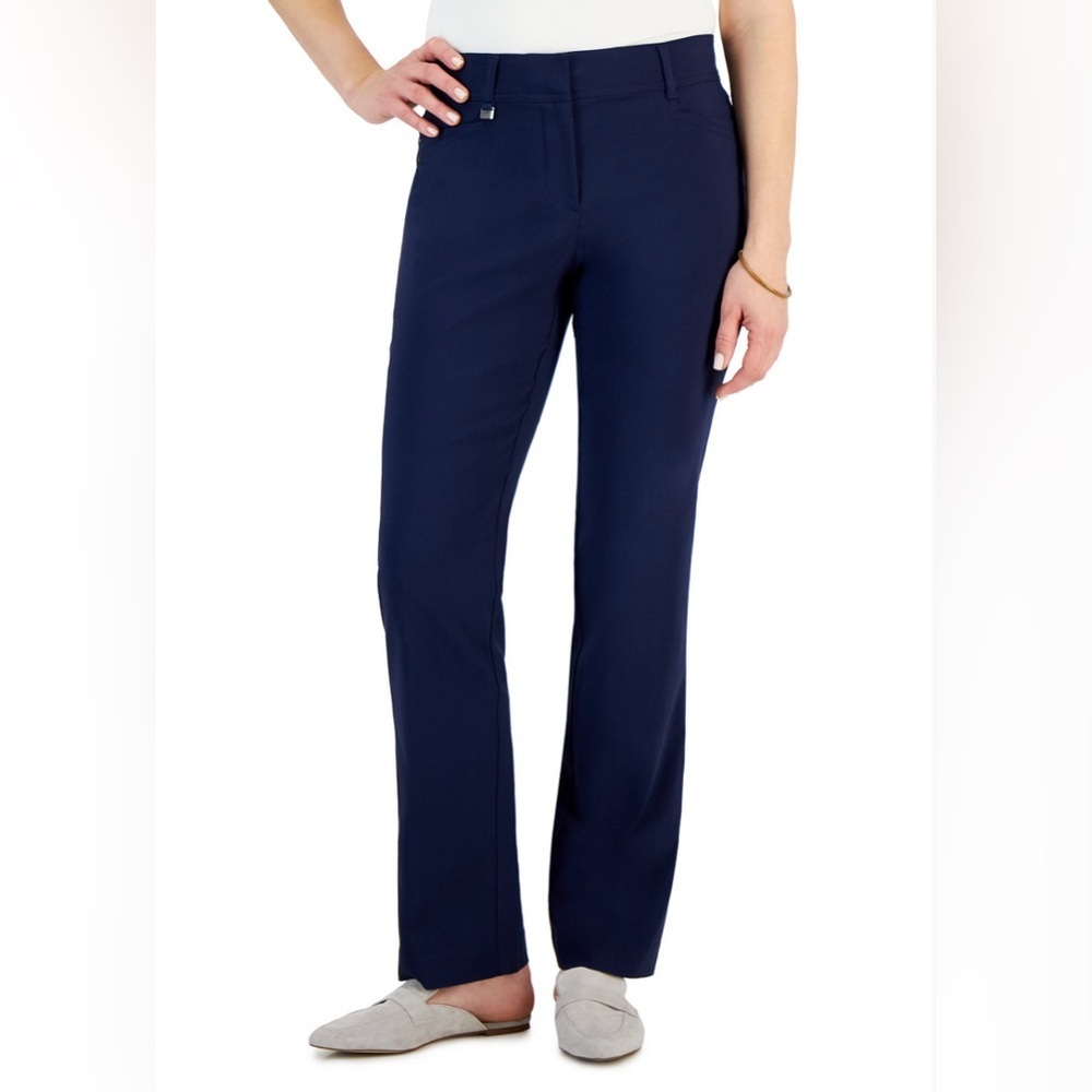 JM Collection Petite Navy Blue Straight-Leg Pants Size 16P New